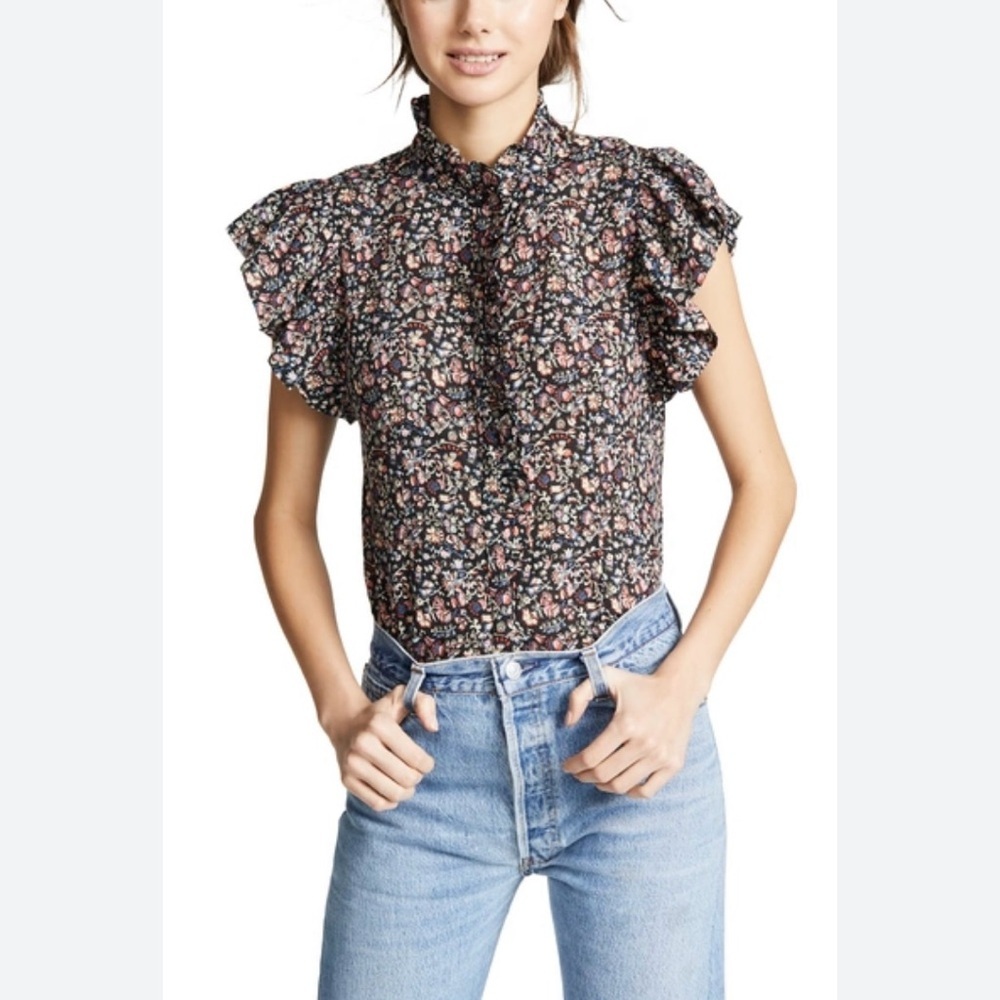 Floral Ruffle Sleeve Top